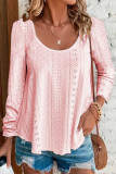 Casual Solid Stringy Selvedge O Neck Tops