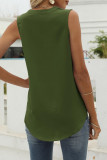 Casual Solid Fold V Neck Tops
