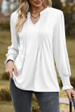 Elegant Simplicity Solid Fold V Neck Tops