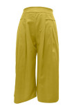 Casual Simplicity Solid Pocket Loose High Waist Wide Leg Solid Color Bottoms