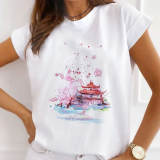 Casual Print O Neck T-Shirts