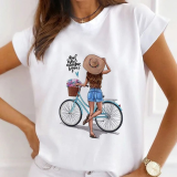 Casual Print O Neck T-Shirts
