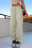 Street Solid Pocket Loose Straight Solid Color Bottoms