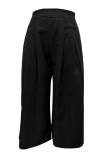 Casual Simplicity Solid Pocket Loose High Waist Wide Leg Solid Color Bottoms