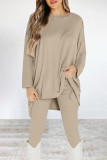 Casual Solid O Neck Long Sleeve Two Pieces
