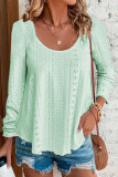 Casual Solid Stringy Selvedge O Neck Tops