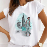 Casual Print O Neck T-Shirts