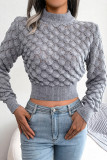 Street Solid Patchwork Half A Turtleneck Tops
