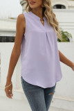 Casual Solid Fold V Neck Tops