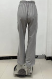 Street Solid Pocket Loose Straight Solid Color Bottoms