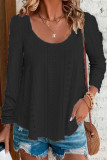 Casual Solid Stringy Selvedge O Neck Tops