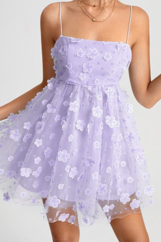 Sweet Elegant Solid Patchwork Sling Dress Dresses