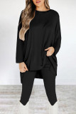 Casual Solid O Neck Long Sleeve Two Pieces