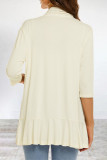 Elegant Solid Flounce POLO collar Outerwear