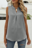 Casual Solid Fold V Neck Tops