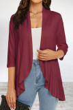 Elegant Solid Flounce POLO collar Outerwear