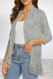 Elegant Solid Flounce POLO collar Outerwear