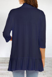 Elegant Solid Flounce POLO collar Outerwear