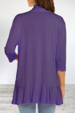 Elegant Solid Flounce POLO collar Outerwear