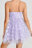 Sweet Elegant Solid Patchwork Sling Dress Dresses