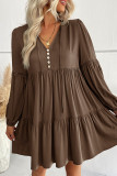 Casual Solid Patchwork V Neck A Line Dresses
