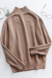 Casual Solid Patchwork Turtleneck Tops