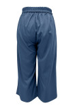Casual Simplicity Solid Pocket Loose High Waist Wide Leg Solid Color Bottoms