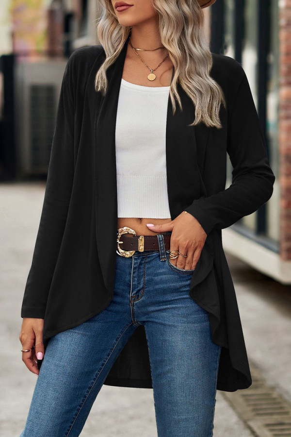 Casual Solid Asymmetrical Outerwear
