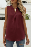 Casual Solid Fold V Neck Tops