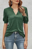 Casual Solid Fold V Neck T-Shirts