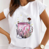 Casual Print O Neck T-Shirts