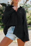Simplicity Solid Fold Shirt Collar Tops