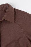 Work Elegant Solid Bandage Turndown Collar Waist Skirt Dresses