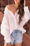 Simplicity Solid Fold Shirt Collar Tops