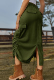Casual Solid Draw String Pocket Loose Bottoms