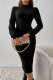 Celebrities Elegant Solid Turtleneck One Step Skirt Dresses