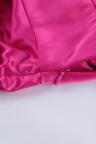 Celebrities Elegant Solid Fold V Neck Waist Skirt Dresses