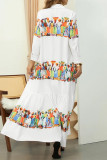 Casual Elegant Print Patchwork Shirt Collar Shirt Dress Dresses
