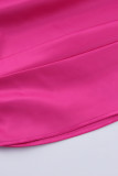 Celebrities Elegant Solid Fold V Neck Waist Skirt Dresses