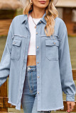 Casual Solid Tassel Turndown Collar Tops