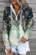 Casual Print Zipper Hooded Collar Tops