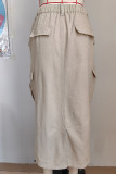 Casual Solid Draw String Pocket Loose Bottoms