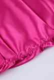 Celebrities Elegant Solid Fold V Neck Waist Skirt Dresses