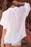 Simplicity Solid Fold Shirt Collar Tops