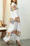 Casual Elegant Print Patchwork Shirt Collar Shirt Dress Dresses