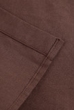 Work Elegant Solid Bandage Turndown Collar Waist Skirt Dresses