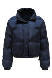 Casual Solid Pocket Turtleneck Outerwear
