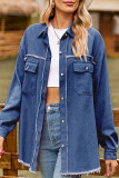 Casual Solid Tassel Turndown Collar Tops