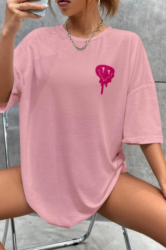 Casual Letter Printing O Neck T-Shirts
