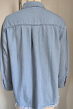 Casual Solid Tassel Turndown Collar Tops